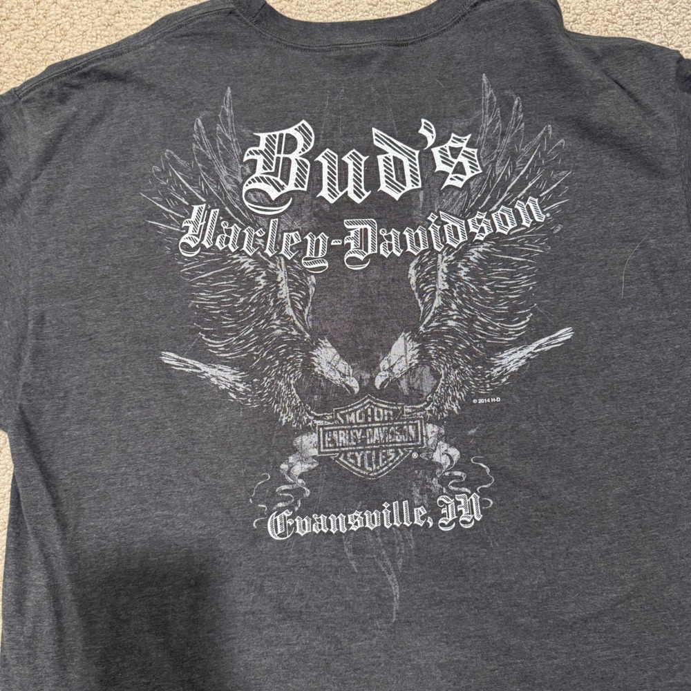 Harley Davidson Bud's Skull Graphic T-Shirt Mens X-Large Evansville‎
